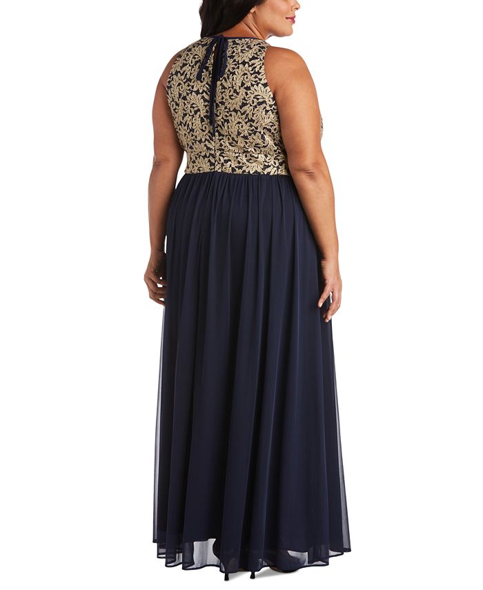 r&m richards plus size sleeveless beaded gown