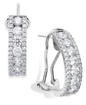 image of Arabella Sterling Silver Swarovski Zirconia Three-Row Hoop Earrings (4 ct. t.w.)