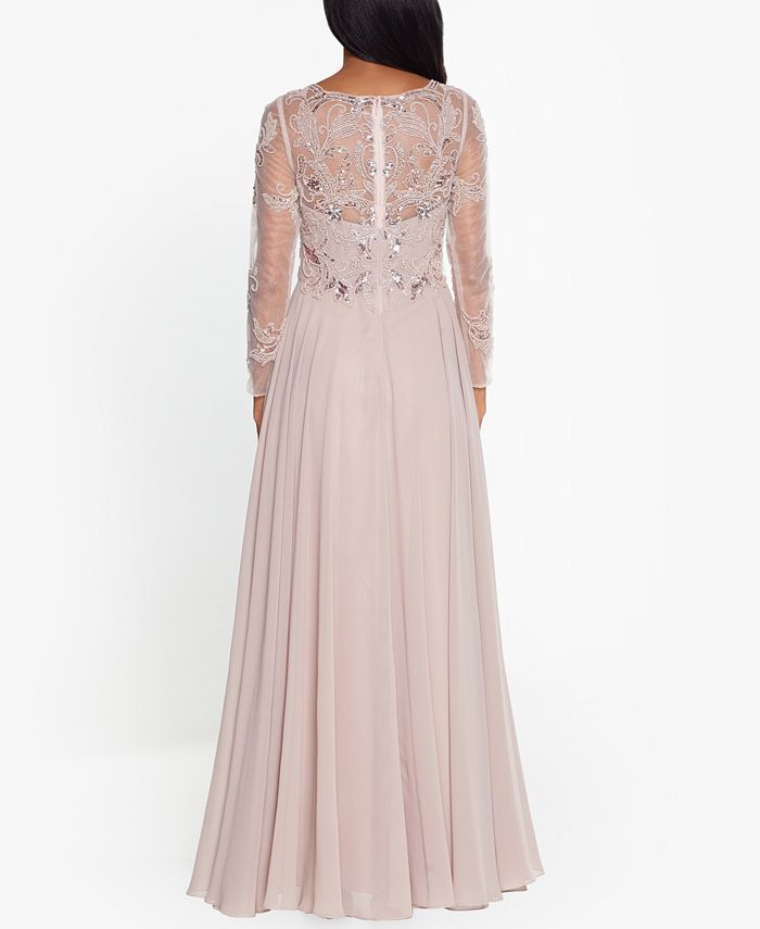 XSCAPE Petite MeshSleeve Embellished Gown Macy's