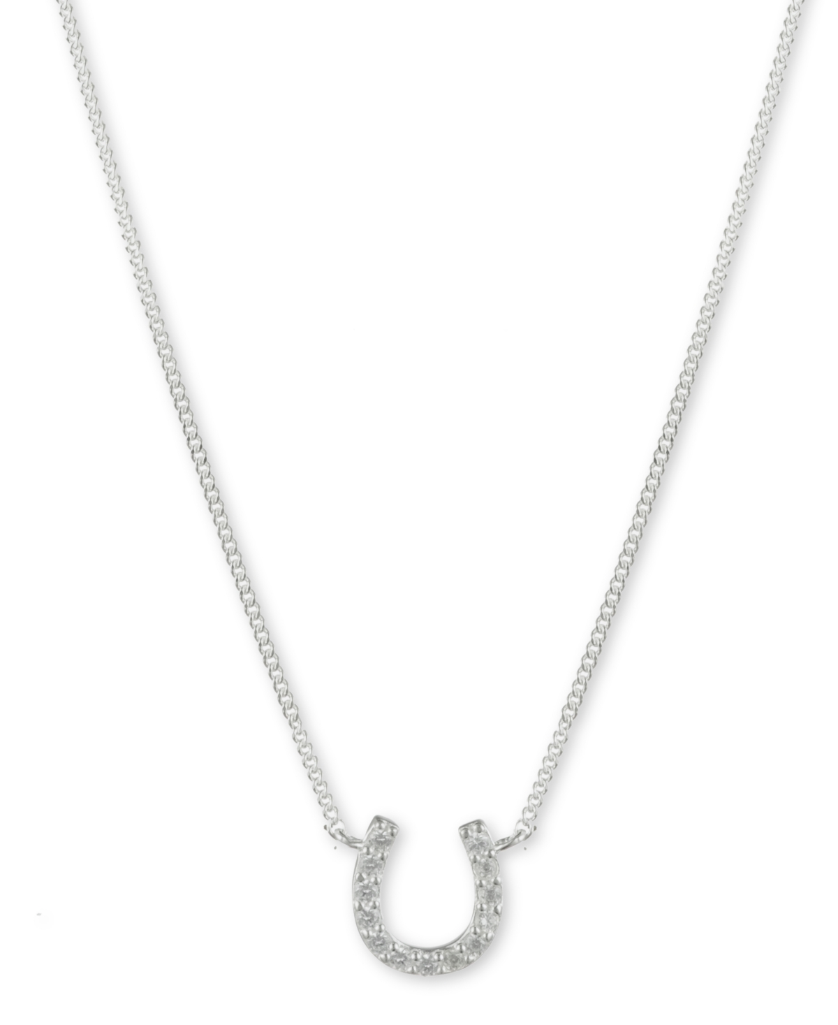 Lauren Ralph Lauren Cubic Zirconia Horseshoe Pendant Necklace in Sterling Silver, 14" + 3" extender - Silver