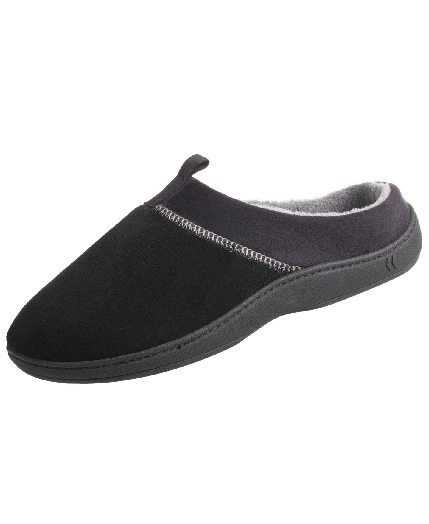 Мужские тапочки Totes Isotoner Signature Microterry Jared Hoodback Slippers with Memory Foam, цвет: Чёрный — фото 1
