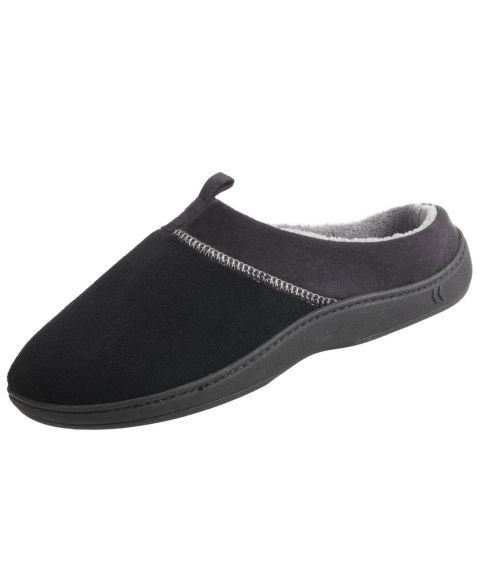 Мужские тапочки Totes Isotoner Signature Microterry Jared Hoodback Slippers with Memory Foam, цвет: Чёрный