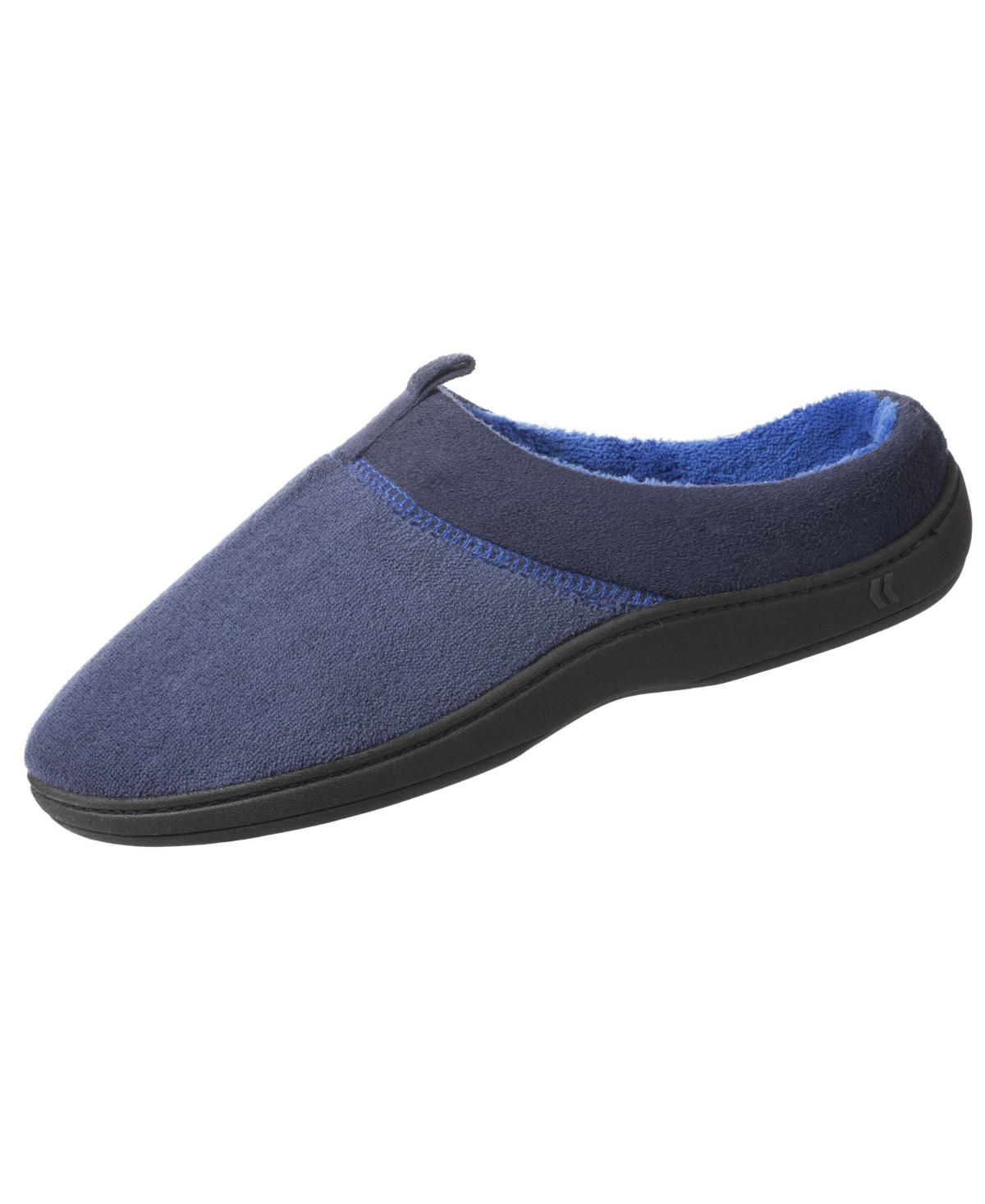 Isotoner Signature Men's Microterry Jared Hoodback Slippers with Memory Foam - Navy Blue