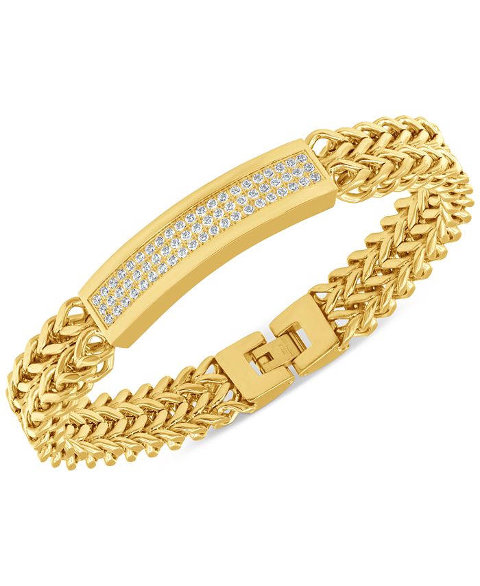 Blackjack Men's Cubic Zirconia Bar Bracelet in Yellow IonPlated Stainless Steel Macy's