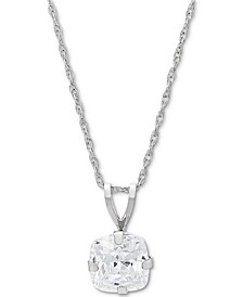 Cubic Zirconia Solitaire 18" Pendant Necklace in 14k White Gold