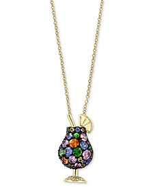 EFFY® Multicolor Sapphire (1 ct. t.w.) & Diamond (1/20 ct. t.w.) Cocktail 18" Pendant Necklace in 14k Gold