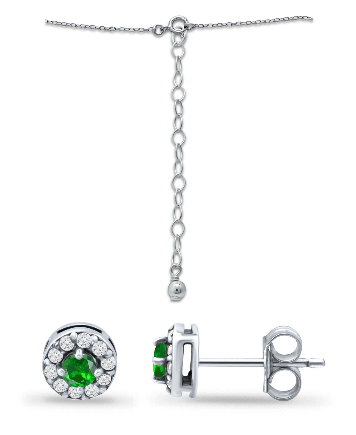 Giani Bernini CreatedQuartz and Cubic Zirconia Halo Pendant and Earring Set, 3 Piece - Green