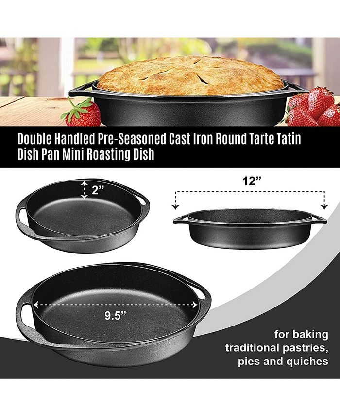 Bruntmor Double Handled PreSeasoned Cast Iron Round Tarte Tatin Dish