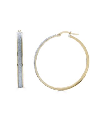 Macy's - Glitter Hoop Earrings in 14k Yellow Gold