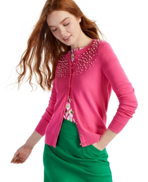Charter Club Embellished Cardigan, Created For Macy's In Pink Lightening Combo