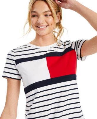 Tommy Hilfiger Striped Logo T-Shirt Dress & Reviews - Dresses - Women ...