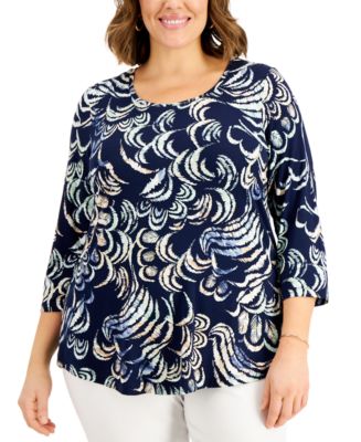 JM Collection Plus Size Fiona Printed Top, Created for Macy's - Macy's