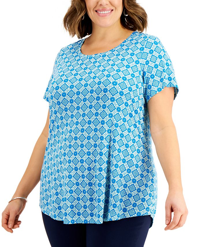 JM Collection Plus Size Printed Top, Created for Macy's & Reviews ...