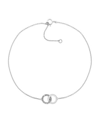 Macy's Diamond Accent Interlocking Circles Anklet in Sterling Silver, 9 ...