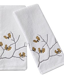 Butterfly Gingko Embroidered Towel Set, 2 Pieces