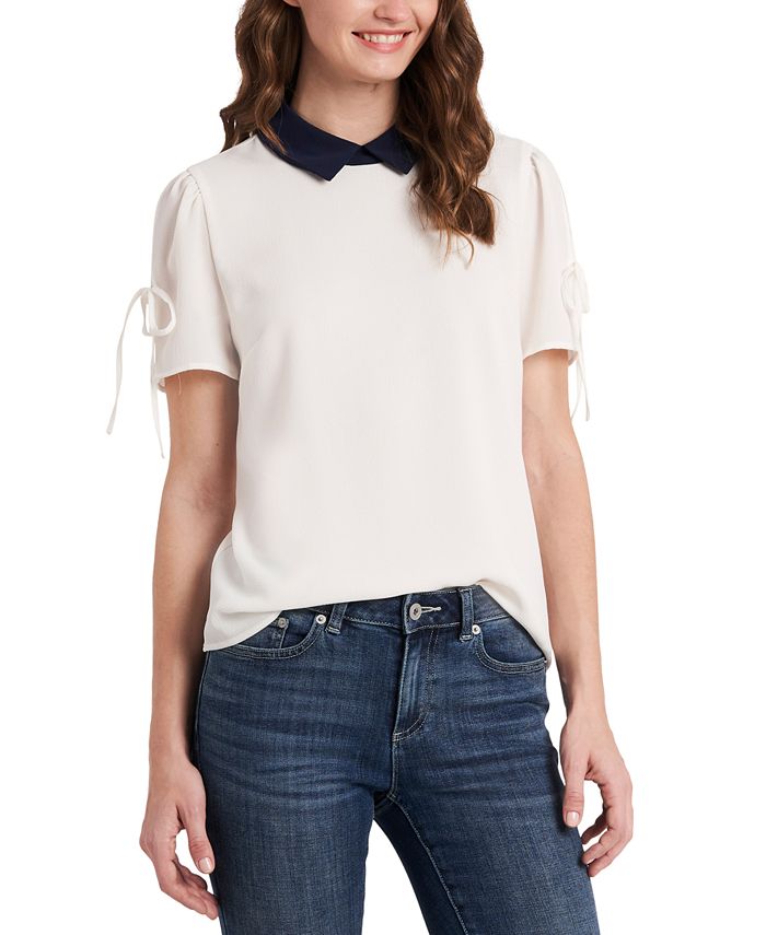 black blouse with neck tie