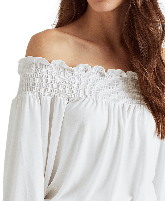 Lady Chatterly Off Shoulder Silk Top with Balloon Sleeves main image 0