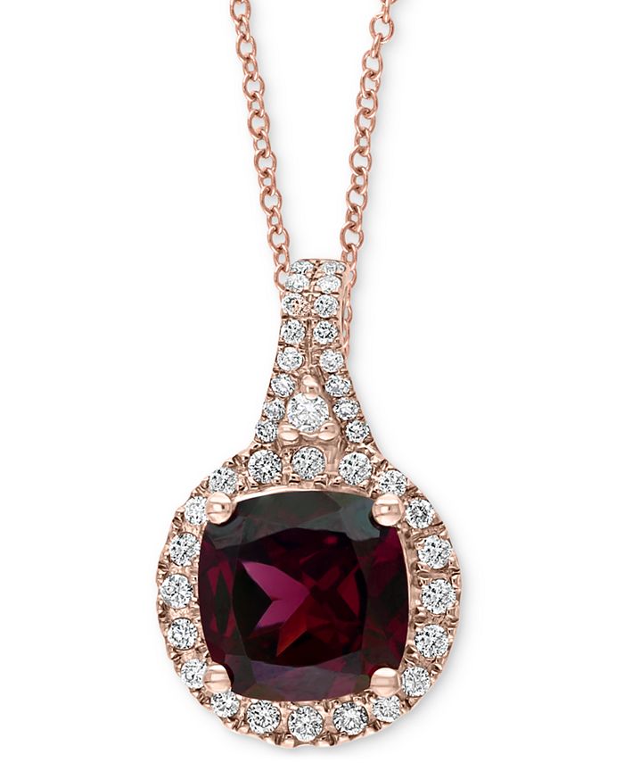 EFFY Collection - Rhodolite (2-3/8 ct. t.w.) & Diamond (1/5 ct. t.w.) 18" Pendant Necklace in 14k Rose Gold