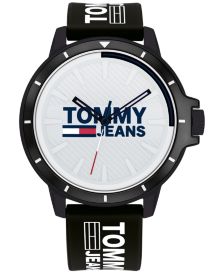 Tommy Hilfiger Black Silicone Strap Watch 44mm