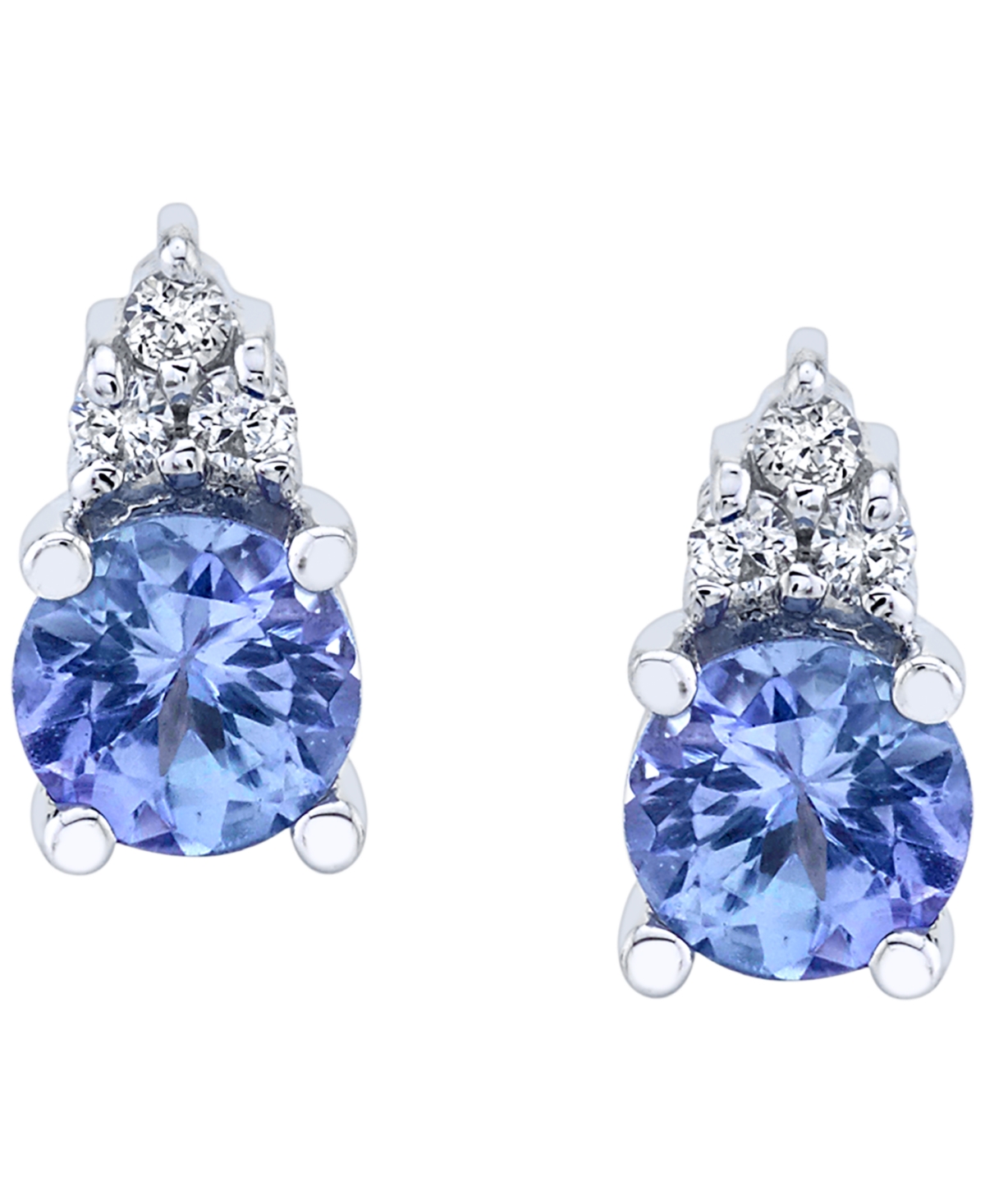 (1/2 ct. t.w.) & Diamond (1/20 ct. t.w.) Stud Earrings in 14k White Gold - Tanzanite