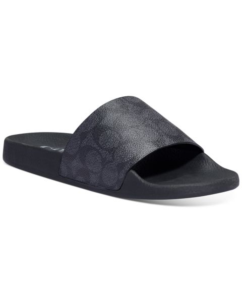 Женские сандалии Coach Udele Sport Slip-On Slide, цвет: Угольный / Чёрный