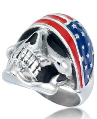 Men's Enamel Skull Ring in Stainless Steel