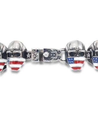 Men's Enamel Skull Bracelet in Stainless Steel
