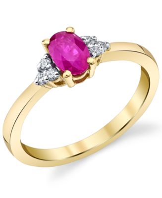 Ruby (5/8 ct. t.w.) & Diamond (1/10 ct. t.w.) Ring in 14k Gold - Macy's