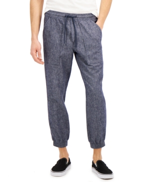 Shop Sun + Stone Men's Charles Linen Jogger Pants, Created For Macy's In Basic Navy