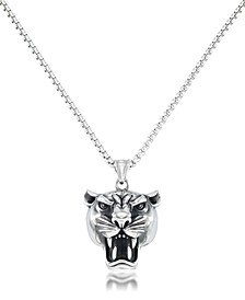 Men's Panther Head 24" Pendant Necklace in Stainless Steel