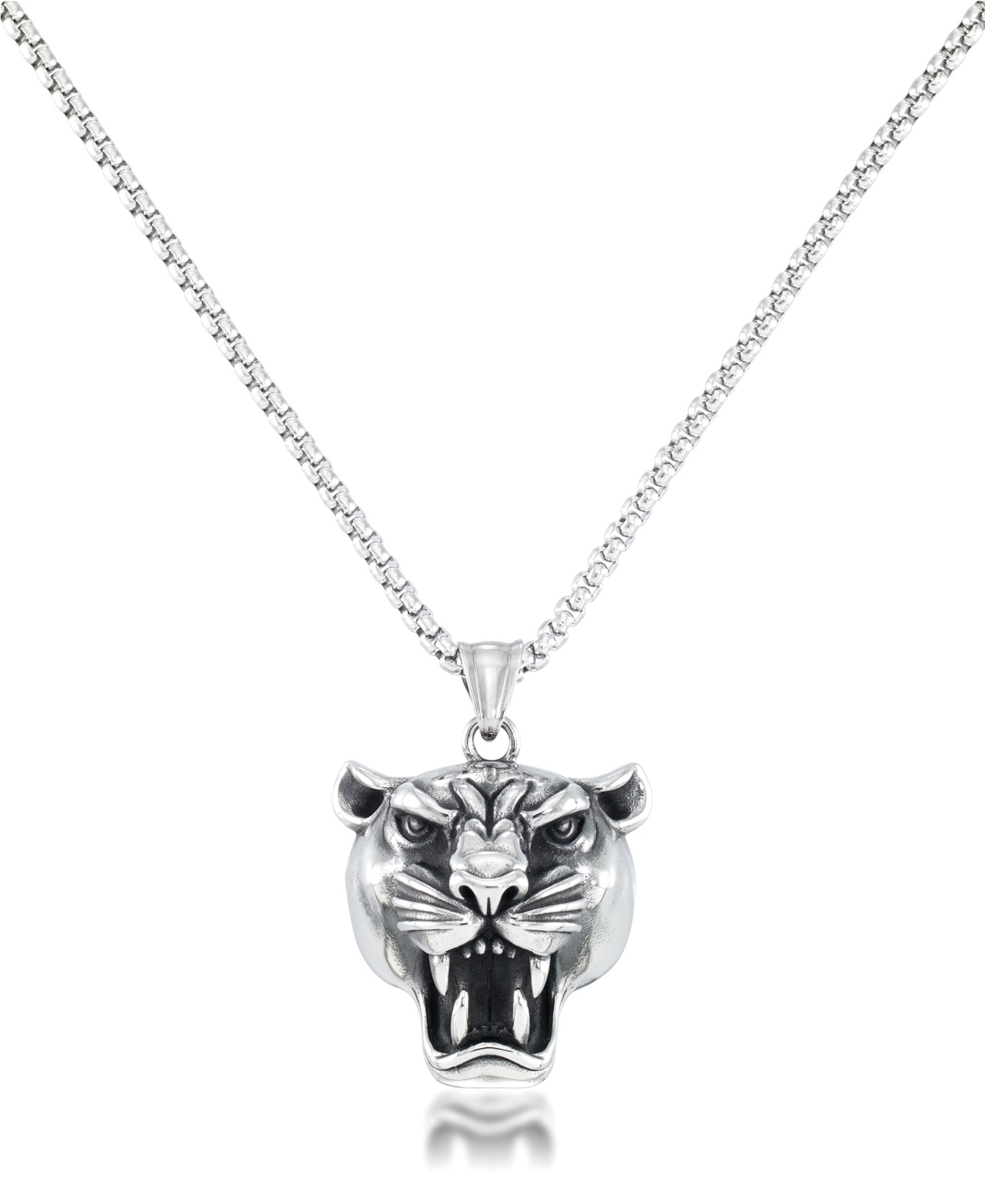 Men's Panther Head 24" Pendant Necklace in Stainless Steel - Stainless Steel