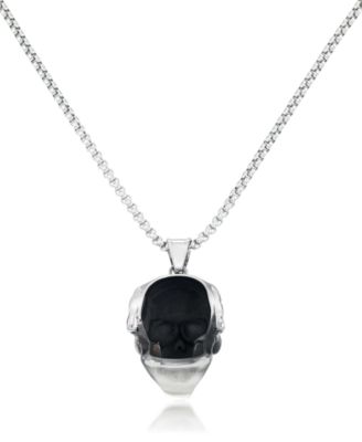 Men's Skull 24" Pendant Necklace in Stainless Steel