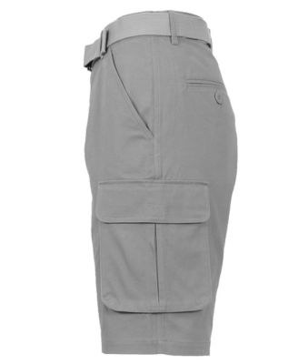 Men's Flat Front Belted Cotton Cargo Shorts