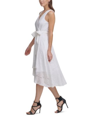 DKNY Textured Faux-Wrap Dress