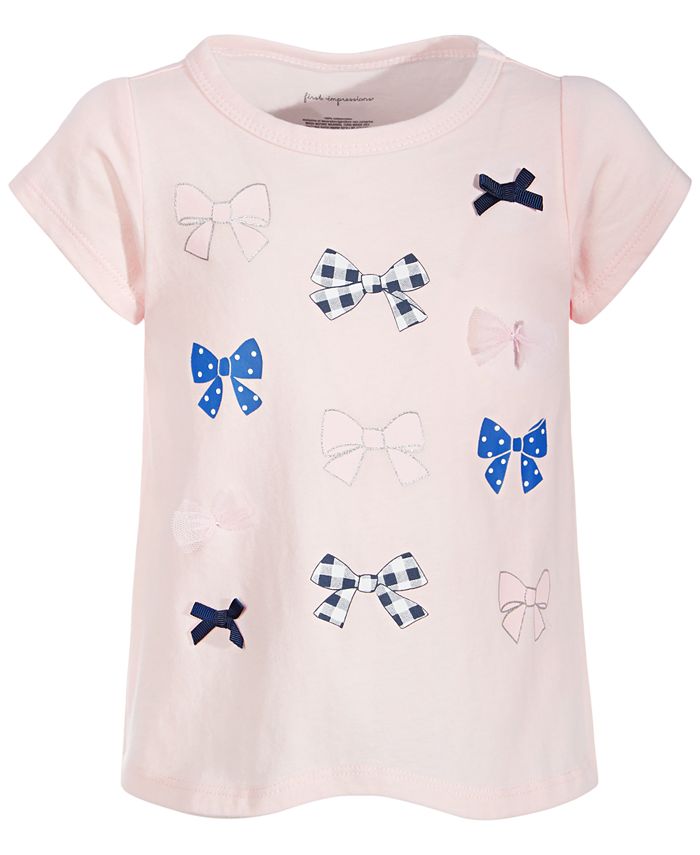 First Impressions Baby Girls Cotton Multi Bow T-Shirt, Created for Macy ...