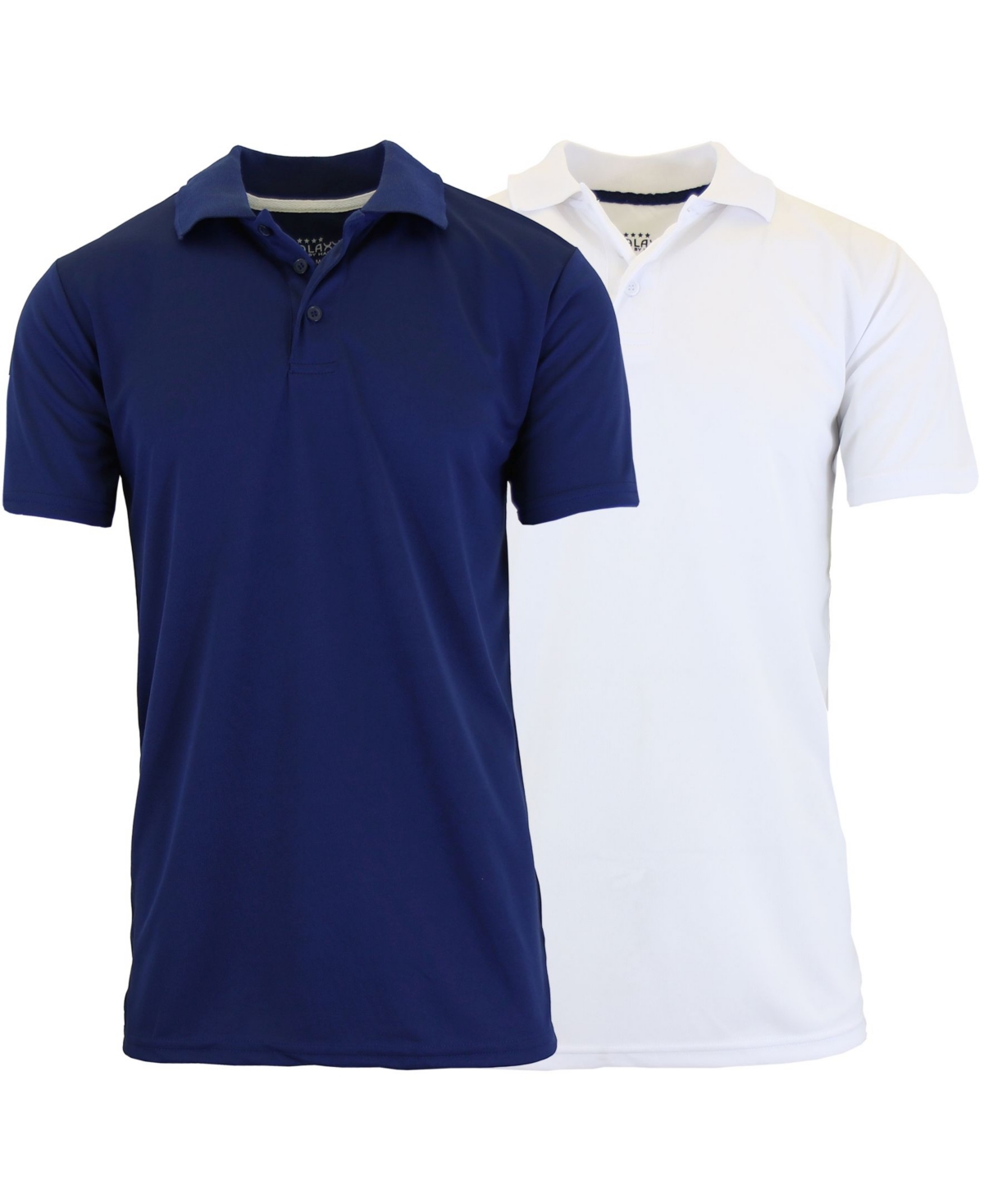 Galaxy By Harvic Men's Tag less Dry-Fit Moisture-Wicking Polo Shirt, Pack of 2 - Navy and White