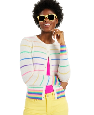 Cashmere Candy Stripe Print Long-Sleeve Cardigan Created for Macy's