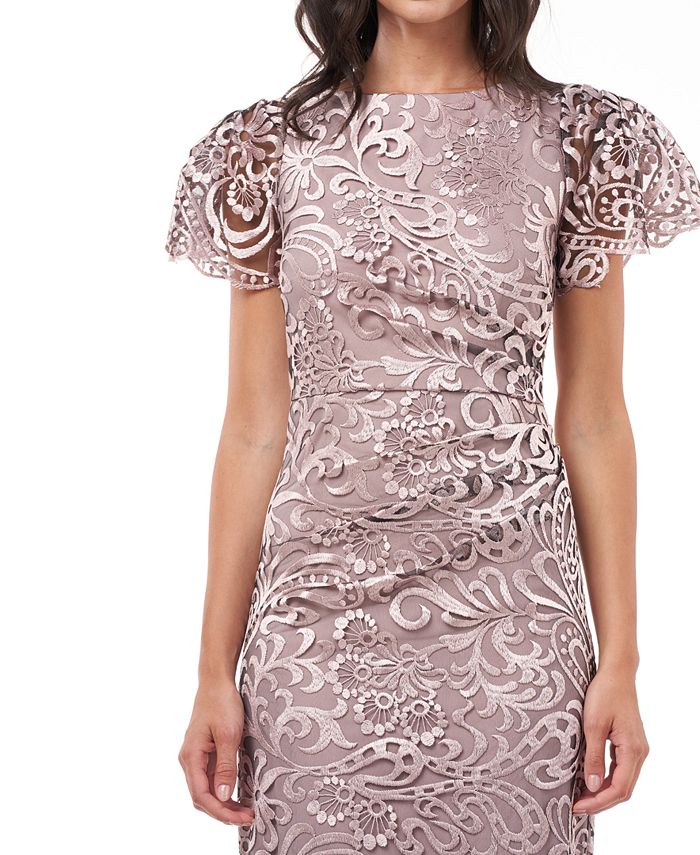 JS Collections Flutter-Sleeve Embroidered Gown & Reviews - Dresses - Women - Macy's