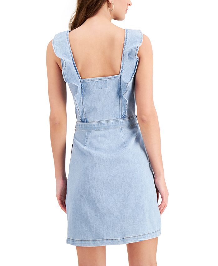 Tinseltown Juniors' Ruffled Denim Mini Dress - Macy's