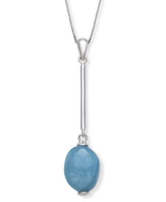 Macy's - Milky Aquamarine 18" Pendant Necklace in Sterling Silver