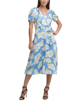 DKNY Printed Faux-Wrap Dress - Macy's