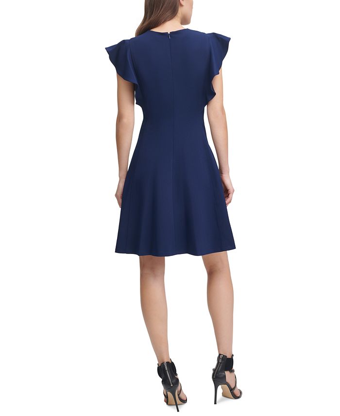DKNY Ruffled-Sleeve Fit & Flare Dress - Macy's