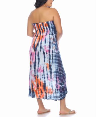Raviya Plus Size Tie-Dyed Strapless Cover-Up Dress