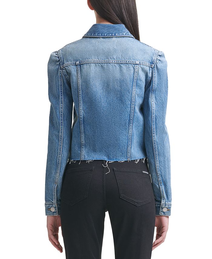 Calvin Klein Jeans Cotton Puff-Sleeve Denim Jacket & Reviews - Jackets ...