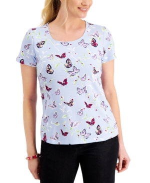 Karen Scott Butterfly Garden Scoop-Neck Top Created for Macy's