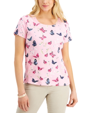 Karen Scott Butterfly Garden Scoop-Neck Top Created for Macy's