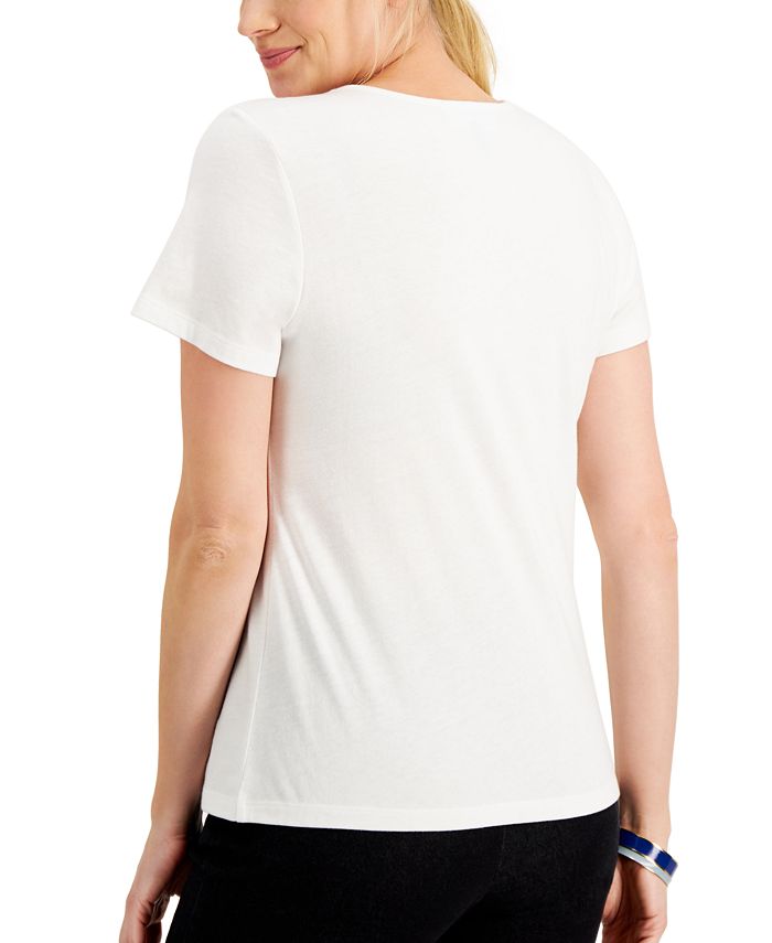 Karen Scott Short Sleeve Scoop Neck T-Shirt, Created for Macy's - Macy's