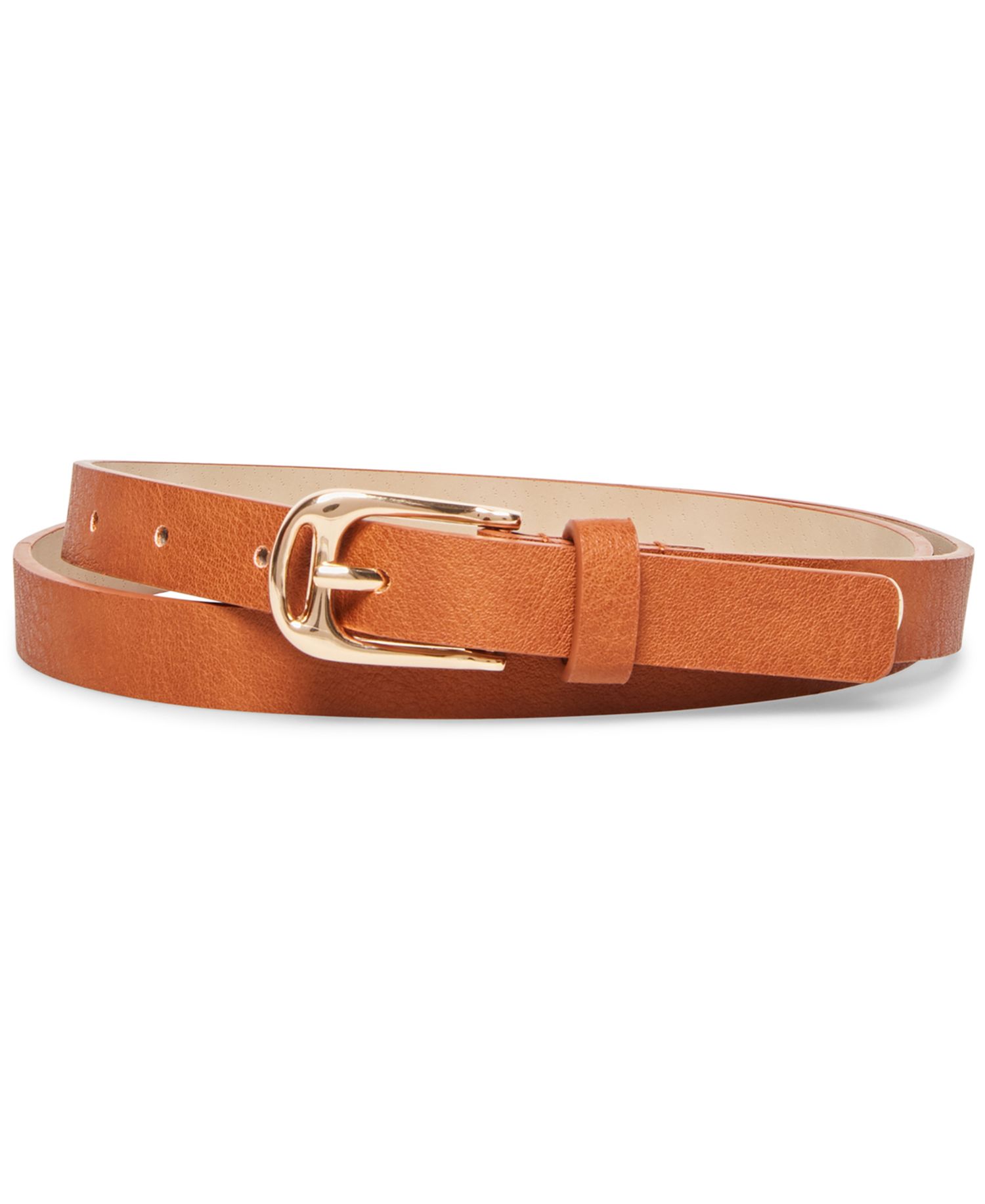 Women's Black & Cognac Faux Leather 2 Piece Belt Set