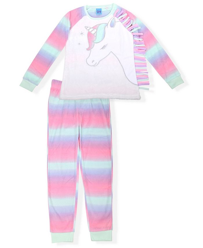 Sleep On It Big Girls Unicorn Fleece Pajama Set, 2 Piece - Macy's
