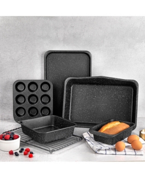 Granite Stone Diamond Stackmasater 6-piece Mineral And Diamond Infused Nonstick Space Saving Stackable Bakeware Set In Black